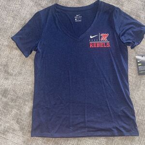 NWT Women's Nike Dri-fit Vneck Shirt -- Ole Miss Rebels -- Medium